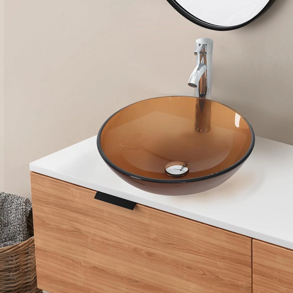 Tempered Glass Vessel Sink and Faucet Combo G345367