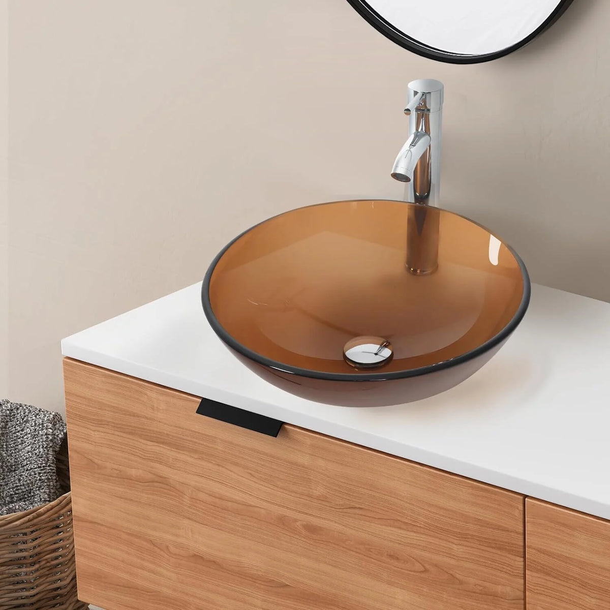 Tempered Glass Vessel Sink and Faucet Combo G345367