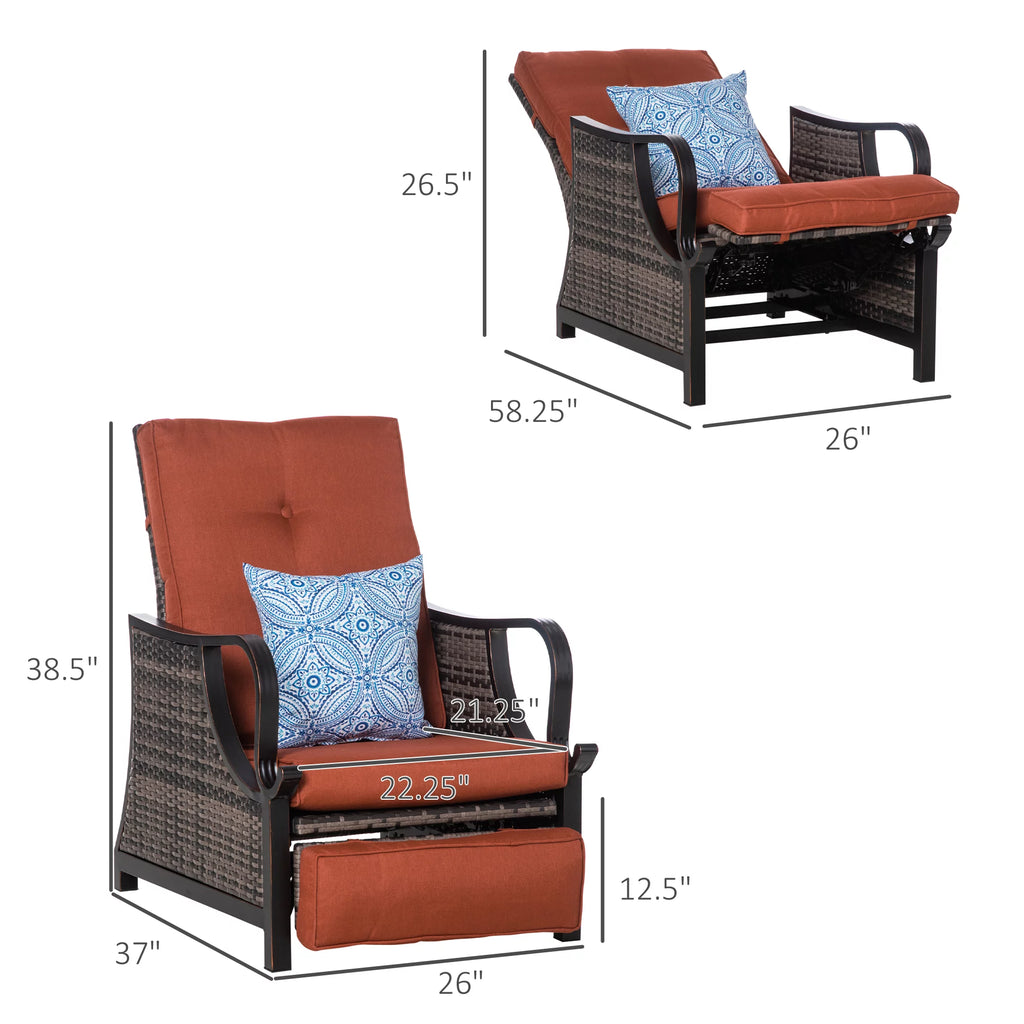 Outdoor Recliner Chair PE Wicker N266