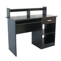 Black Wood Computer Desk with Drawer and Keyboard Tray Q304
