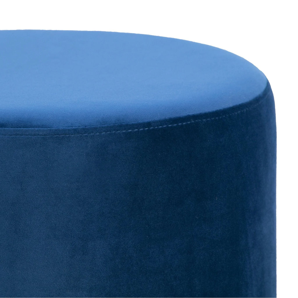Velvet Round Ottoman with Golden Accent Base D38932