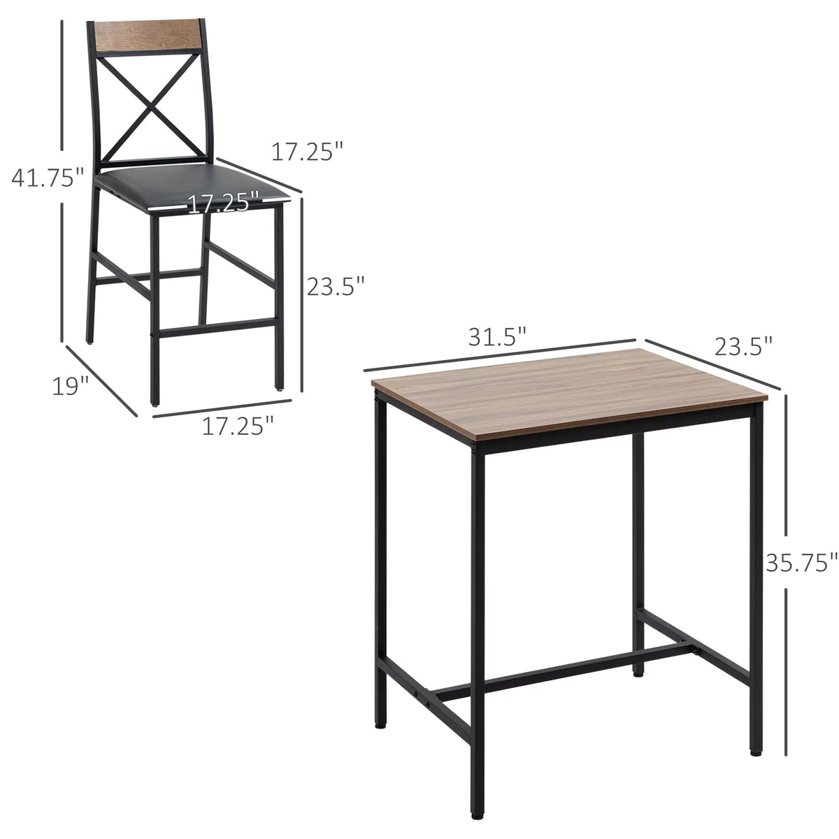 3 Piece Dining Table and Chairs Set with PU Padded Stools J243
