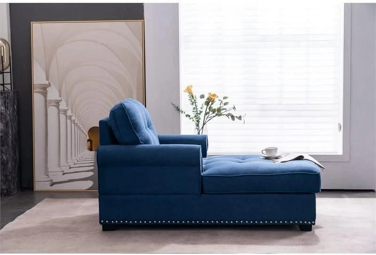 Blue Linen Fabric Indoor Chaise Lounge B216080