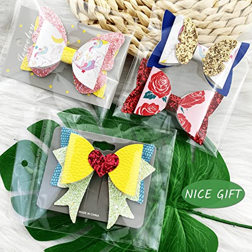 348 Pcs 60 Set Faux Leather Hair Bows DIY Making Kit H25757