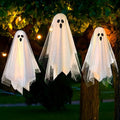 3 Pack 12" Lighted Hanging Ghost Halloween Decorations with Sheer Gauze A2629