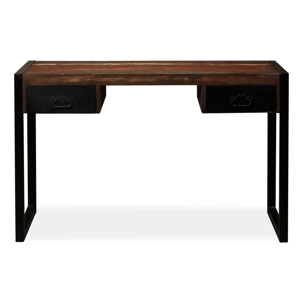 Writing Desk with 2 Storage Drawers Reclaimed Wood Steel Legs W52065