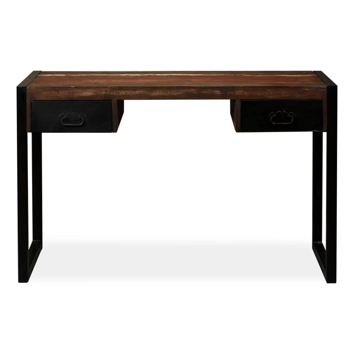 Writing Desk with 2 Storage Drawers Reclaimed Wood Steel Legs W52065