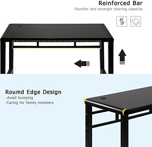 Black Tempered Glass Top Writing Desk S440