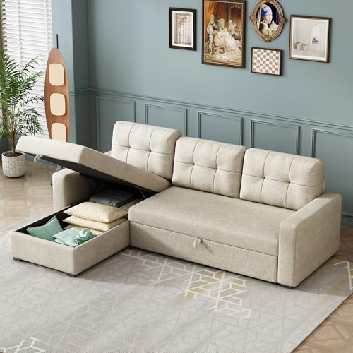 L Shaped Sleeper Sofa with Pull Out Bed and Storage Z562263