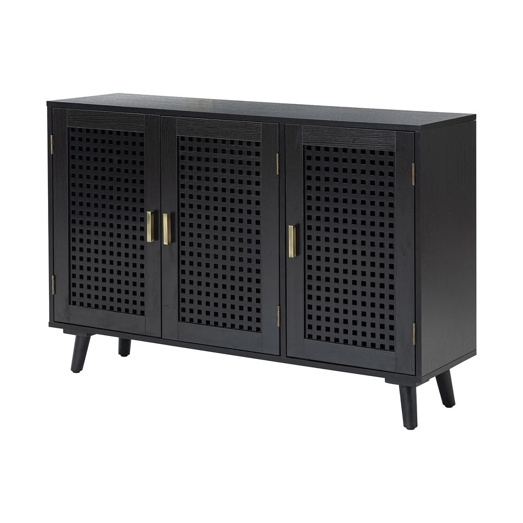 Black Manufactured Wood Sideboard with Beech Wood Doors G8421