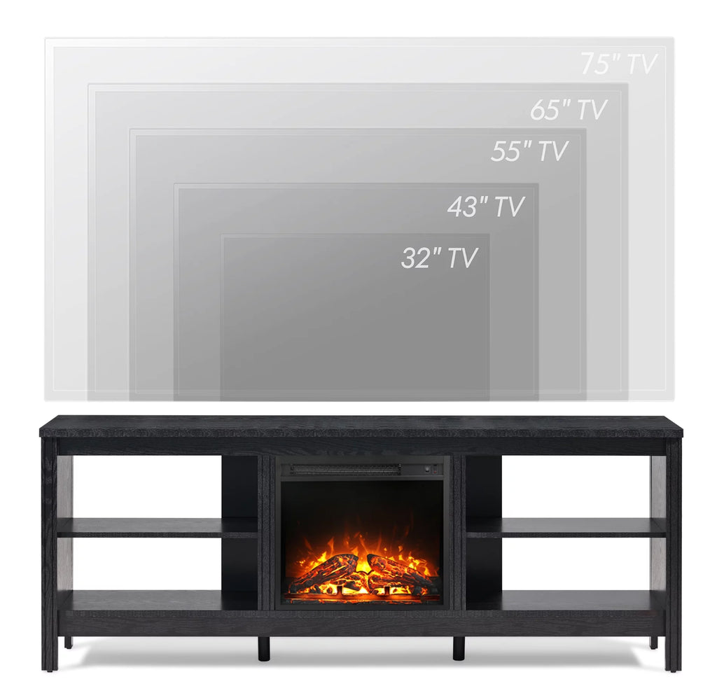 Black 70 inch Fireplace TV Stand L175