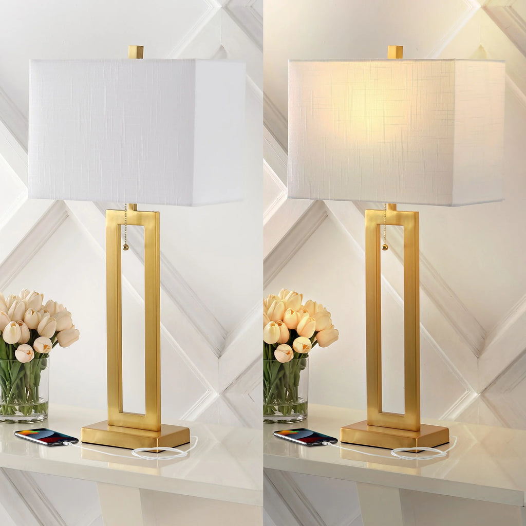 Vintage Industrial LED Table Lamp with USB Charging Port, Set of 2 N5887