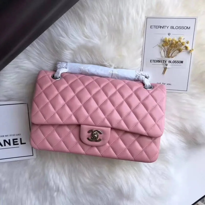 Pink Lambskin Leather Flap Bag T94332