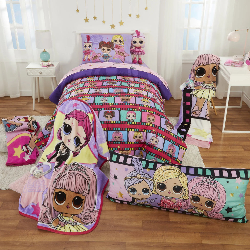 Kids Twin Bed in a Bag, Comforter and Sheets, Purple and Pink Y56080