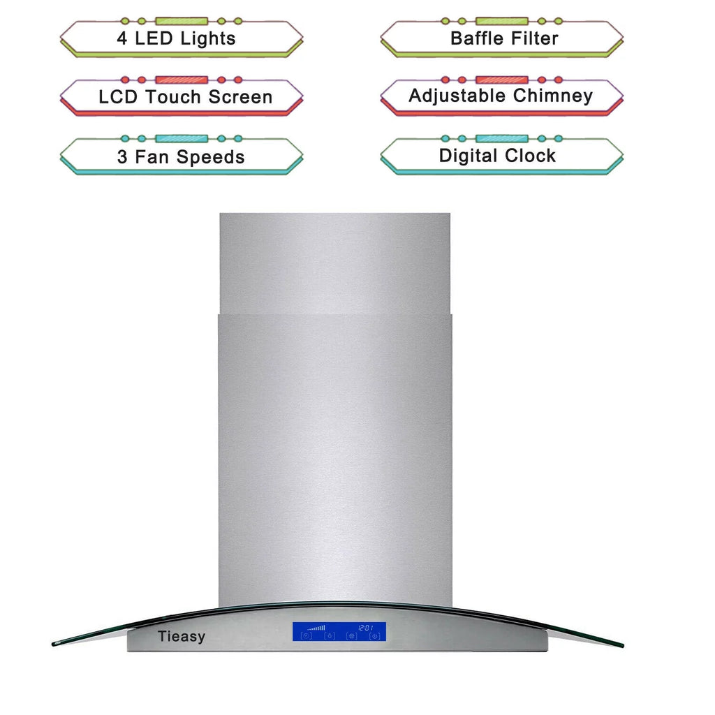 36 inch Island Mount Range Hood 900 CFM with Glass LCD Touch Control H769807