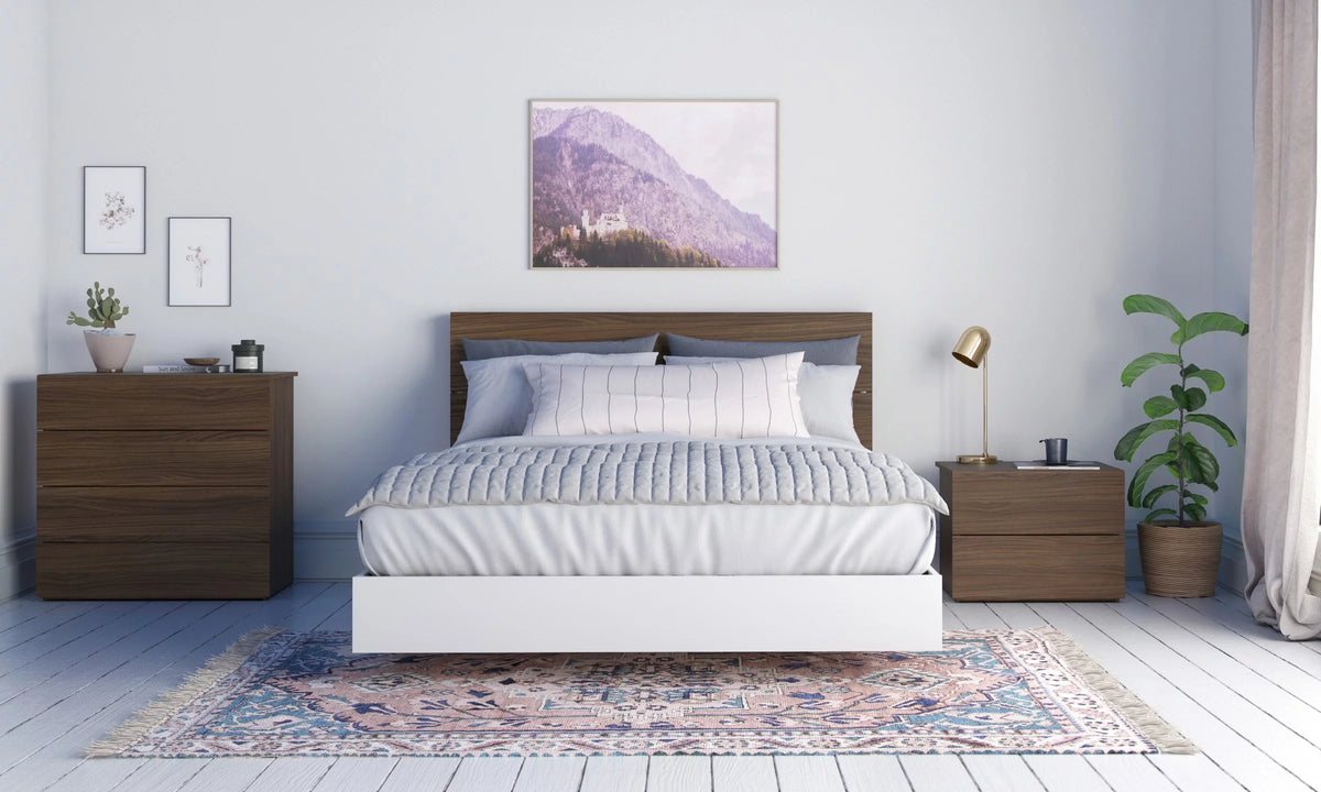 Queen Size Walnut Wood Headboard N3319