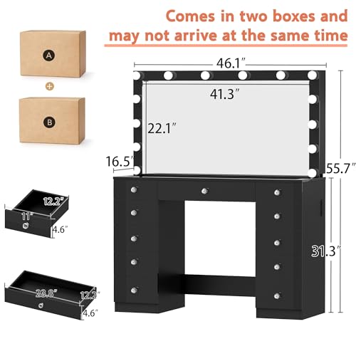 White Vanity Desk with Mirror and 11 Drawer F7938