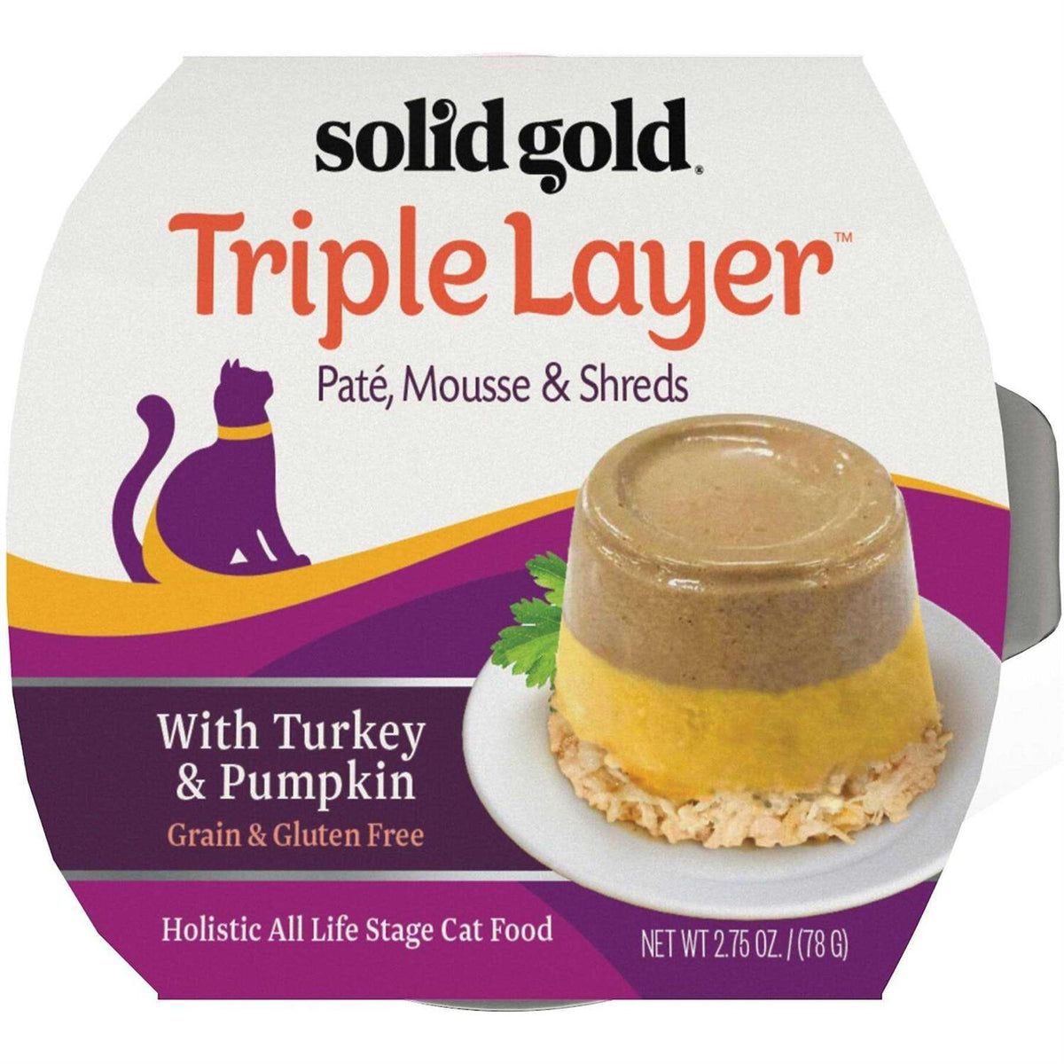 Solid Gold Triple Layer Pate Mousse & Shreds Pumpkin Cat Food U78671