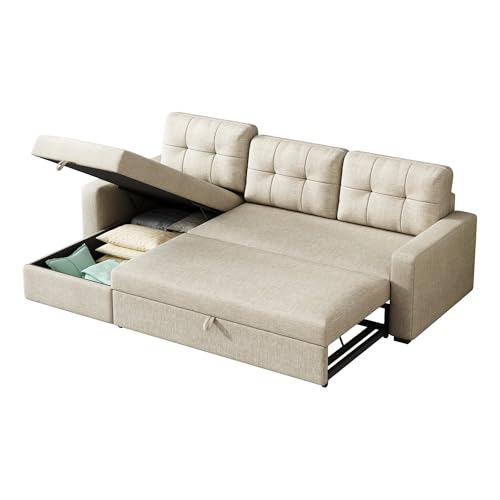 L Shaped Sleeper Sofa with Pull Out Bed and Storage Z562263
