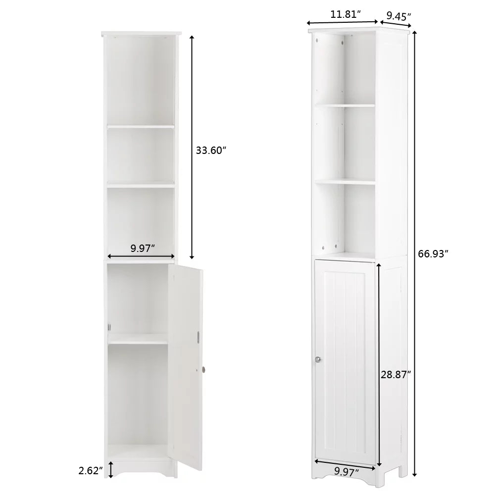 5-Shelf White Bathroom Storage Cabinet W86686