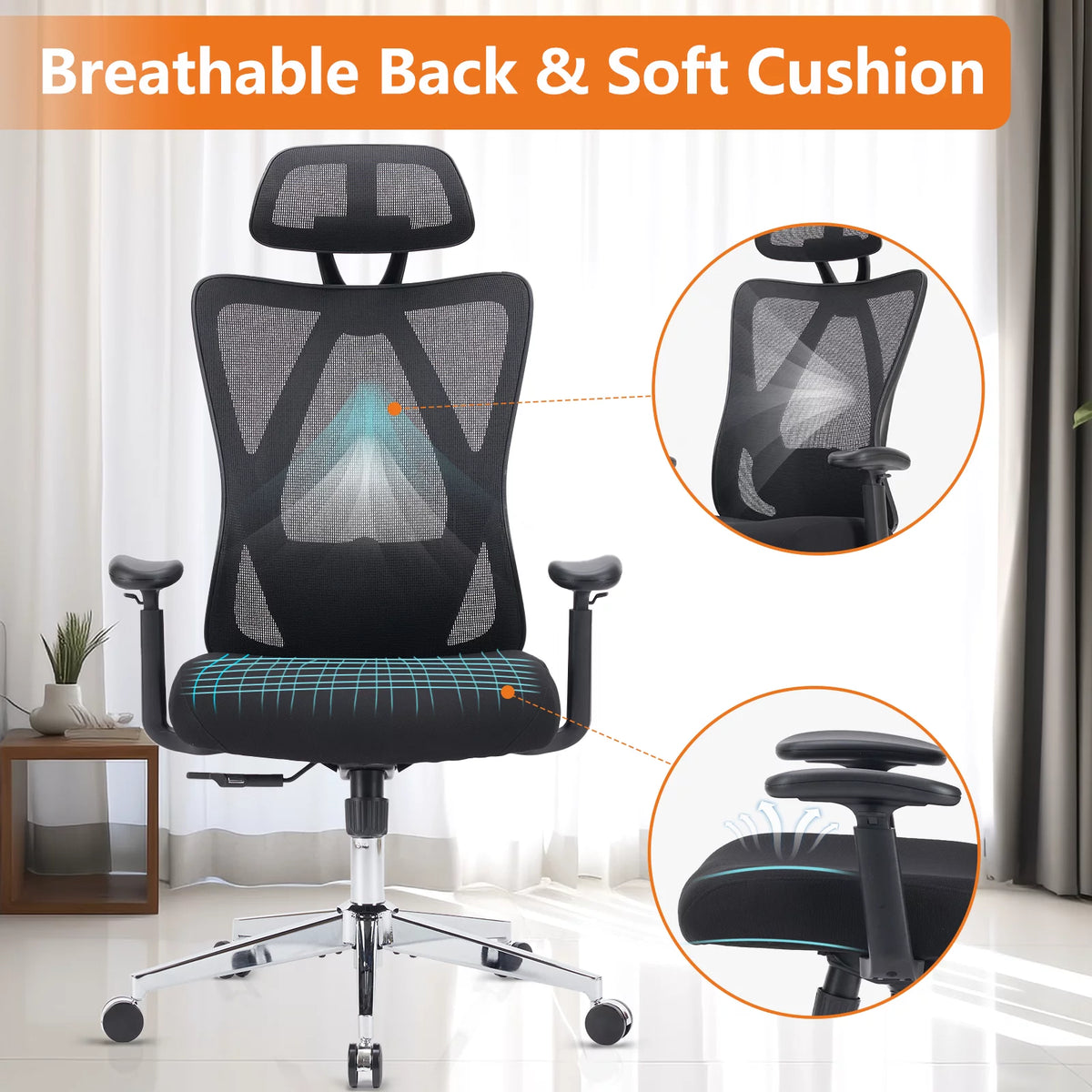 High Back Ergonomic Mesh Office Chair with Headrest Y2702