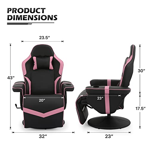 Grey Gaming Chair with Footrest and Cup Holder N414