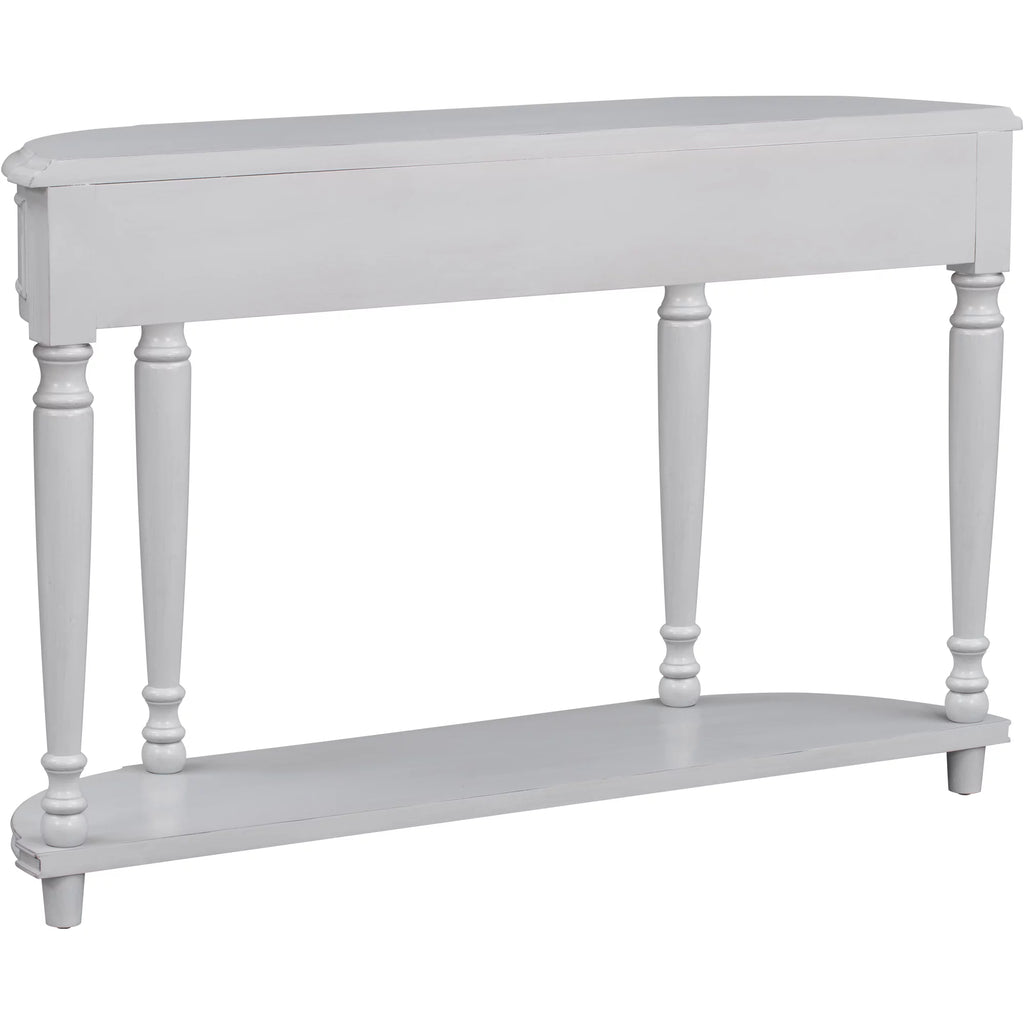 52'' Solid Wood Curved Console Table with 2 Drawers and 1 Shelf F837585