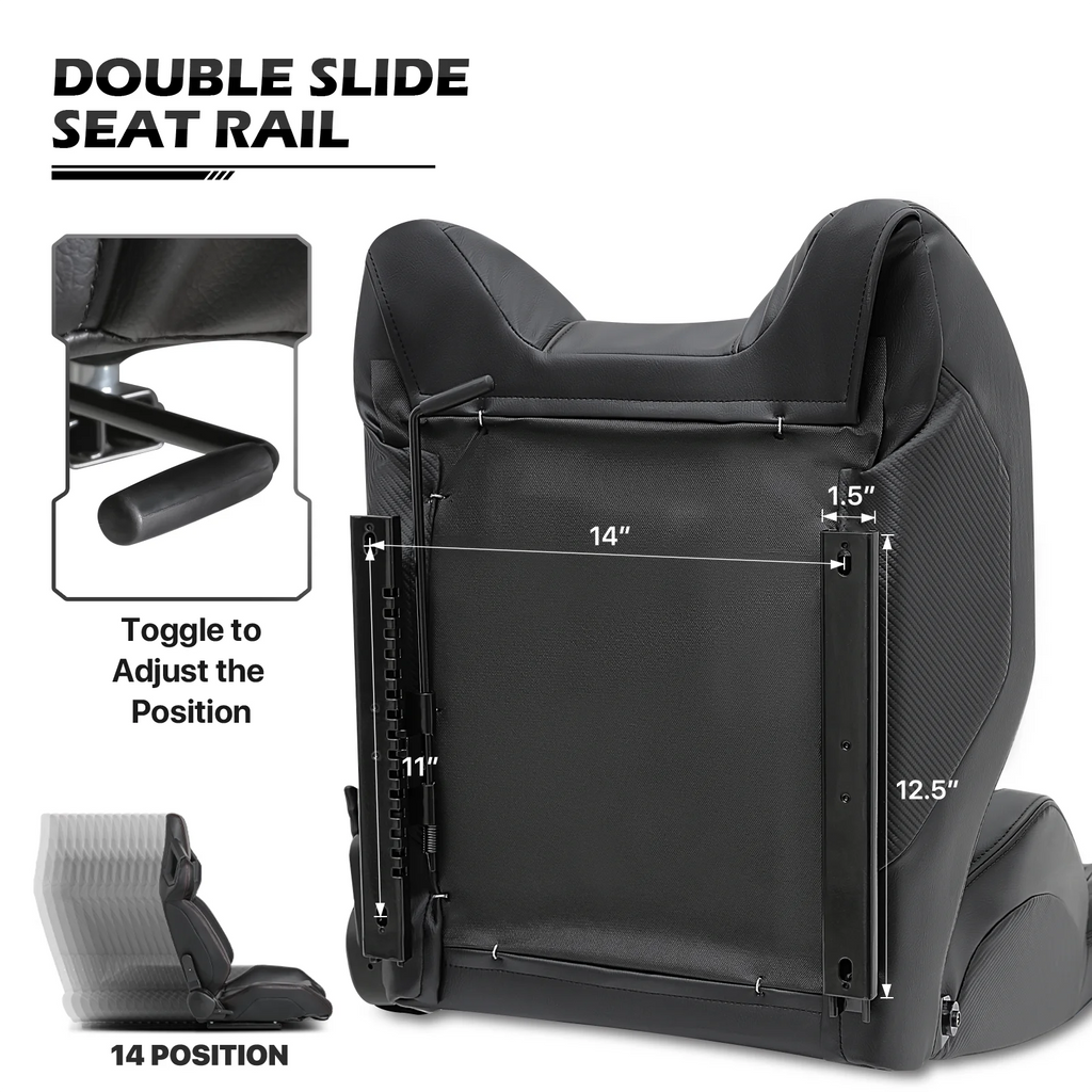 Black Ergonomic Racing Seat with Adjustable Slide J980946