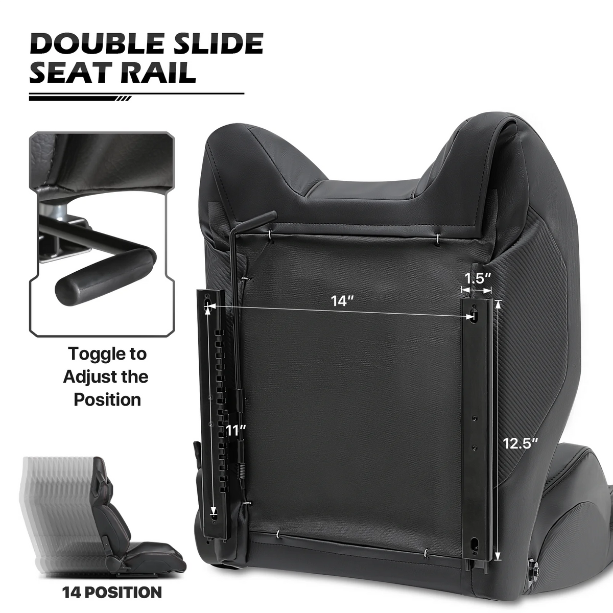 Black Ergonomic Racing Seat with Adjustable Slide J980946