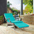 Light Gray Turquoise Wicker Rattan Outdoor Lounge Chair N3548