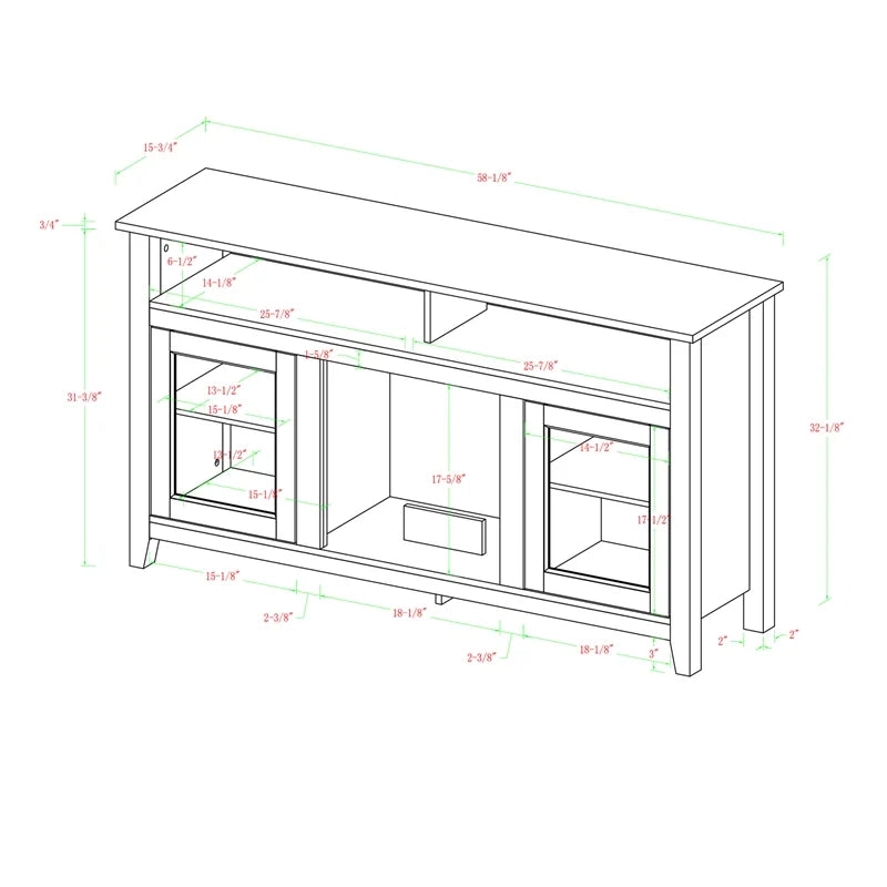 58" MDF Glass Wood TV Stand M978825