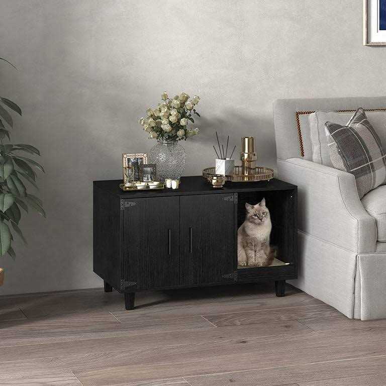 Wood Pet Crate Cat Washroom Litter Box Enclosure R652