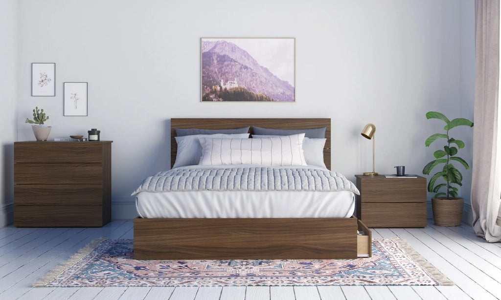 Queen Size Walnut Wood Headboard N3319