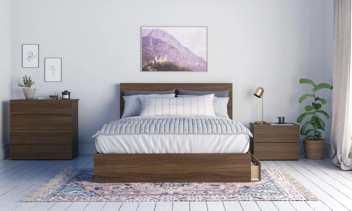 Queen Size Walnut Wood Headboard N3319