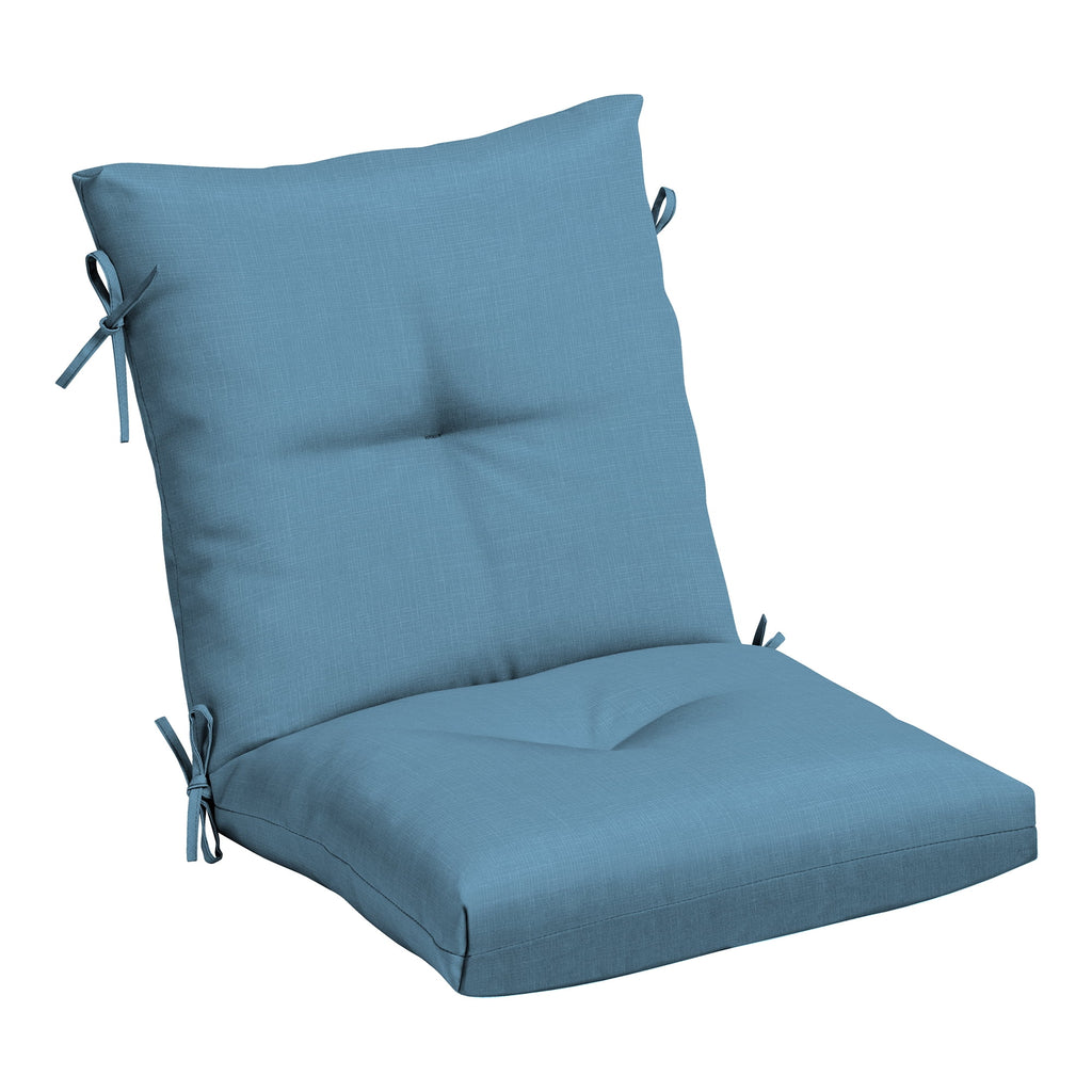Plush Tufted Blowfill Dining Chair Cushion, 21 x 40, Water Repellent, Fade Resistant, French Blue Texture A52194