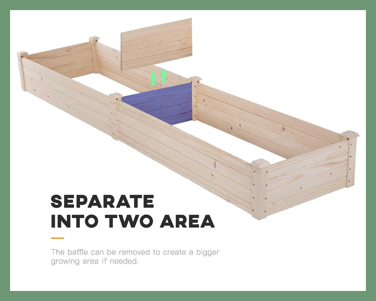 96 x 24.5 x 10 Inch Wood Raised Garden Bed Y618
