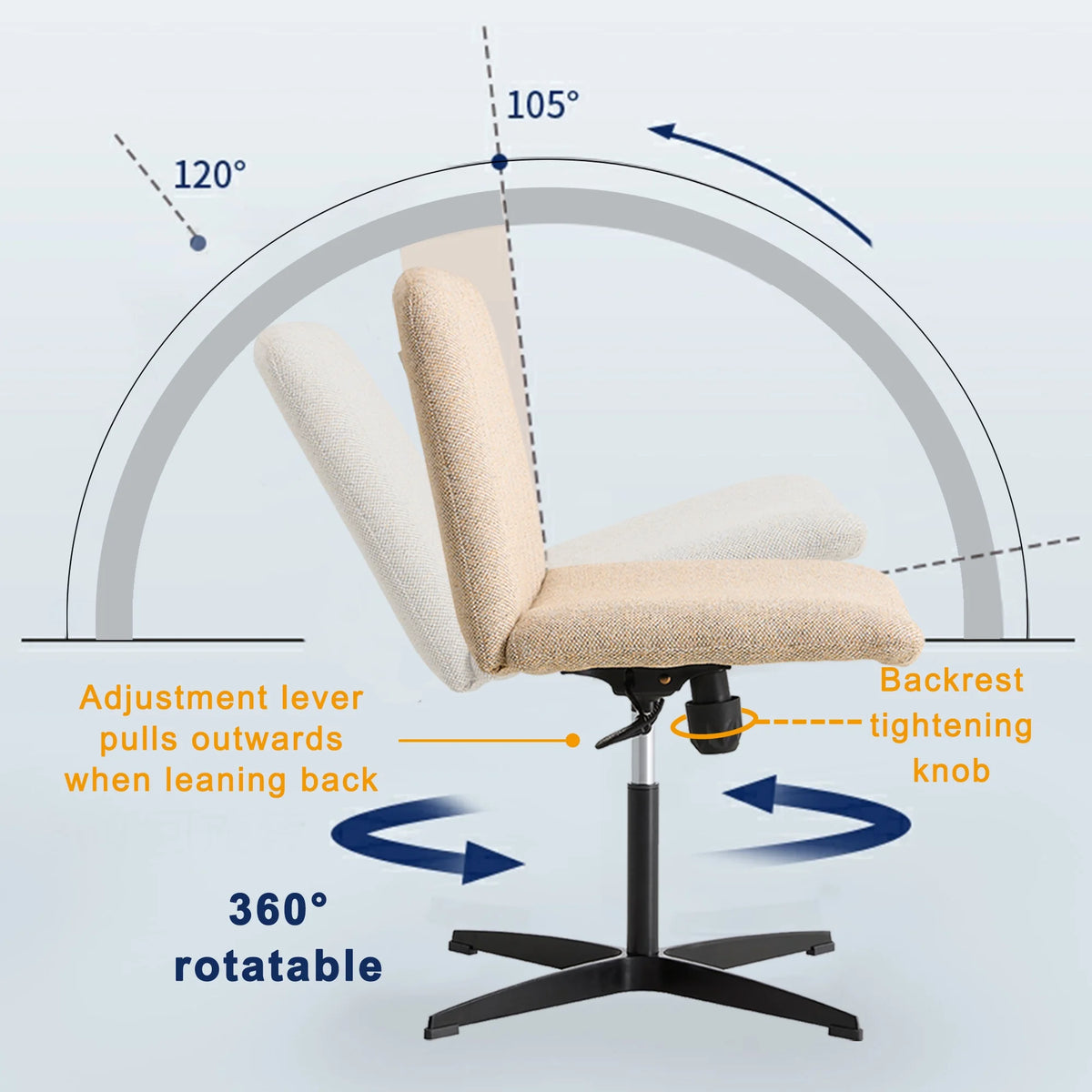 Adjustable Swivel Home Office Computer Chair with Cushion & Black Foot I86743