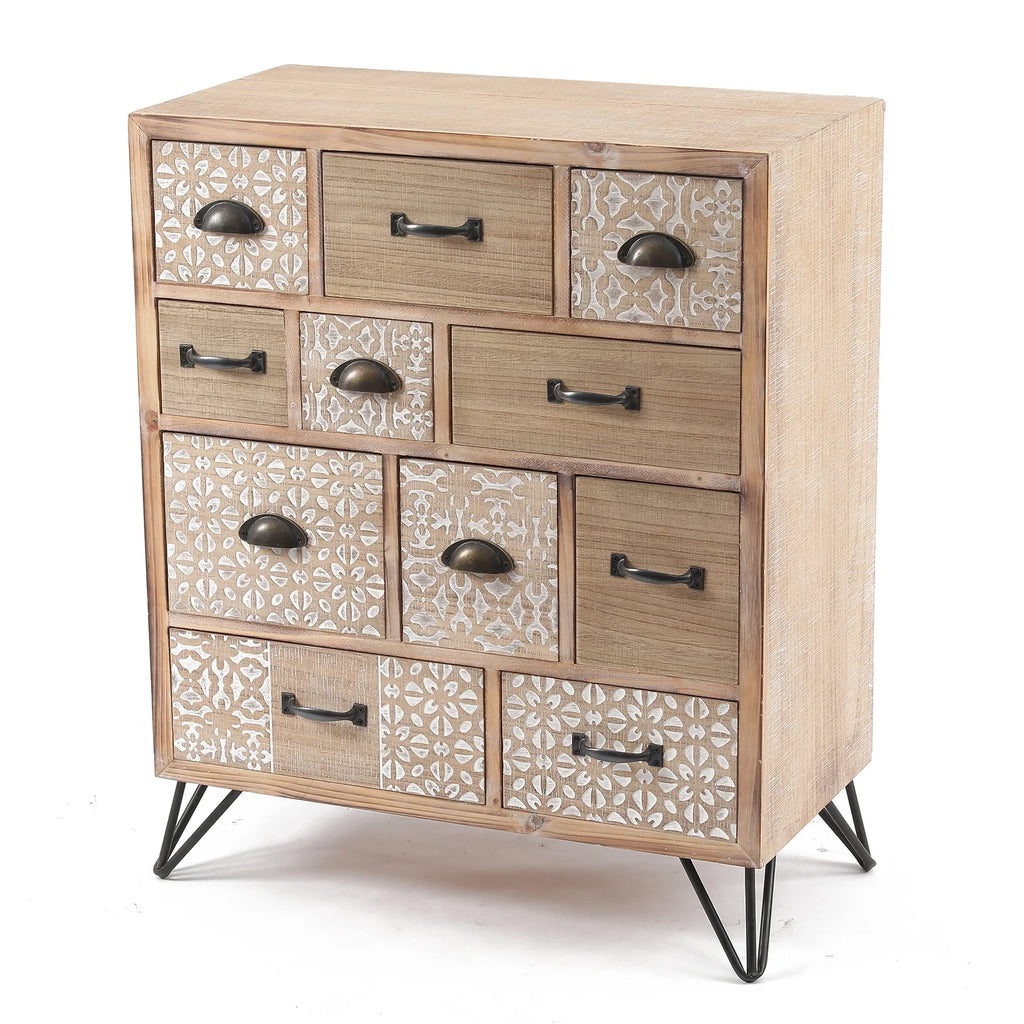 Natural Wood 11-Drawer Apothecary Chest Q376