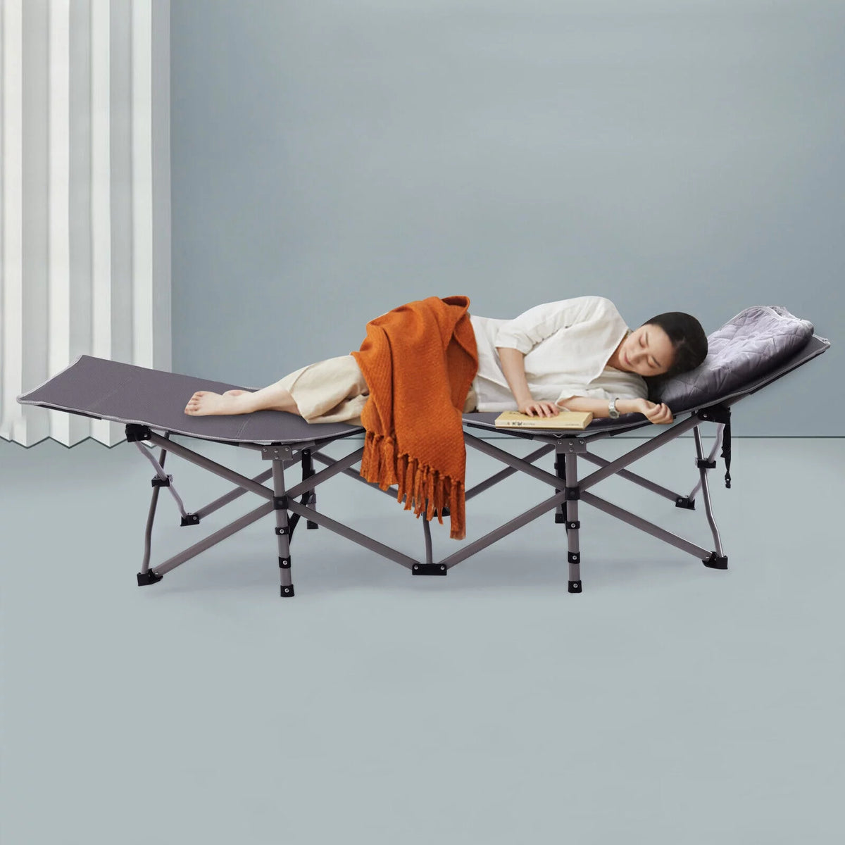 Portable Single Folding Bed with Mattress H20156
