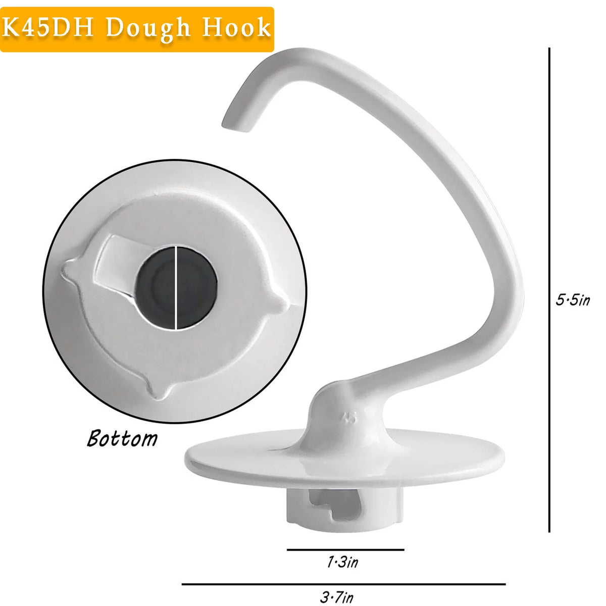 Dough Hook & Wire Whip & Flat Blade Paddle with Scraper for Stand Mixer R607