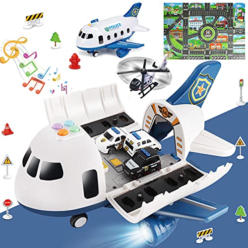 Airplane Toy with Fire Truck Cars and Play Mat S338