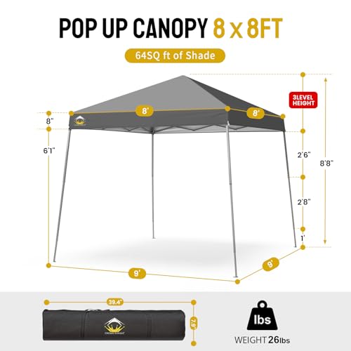 8x8 Pop Up Canopy Tent with Carry Bag Q25410