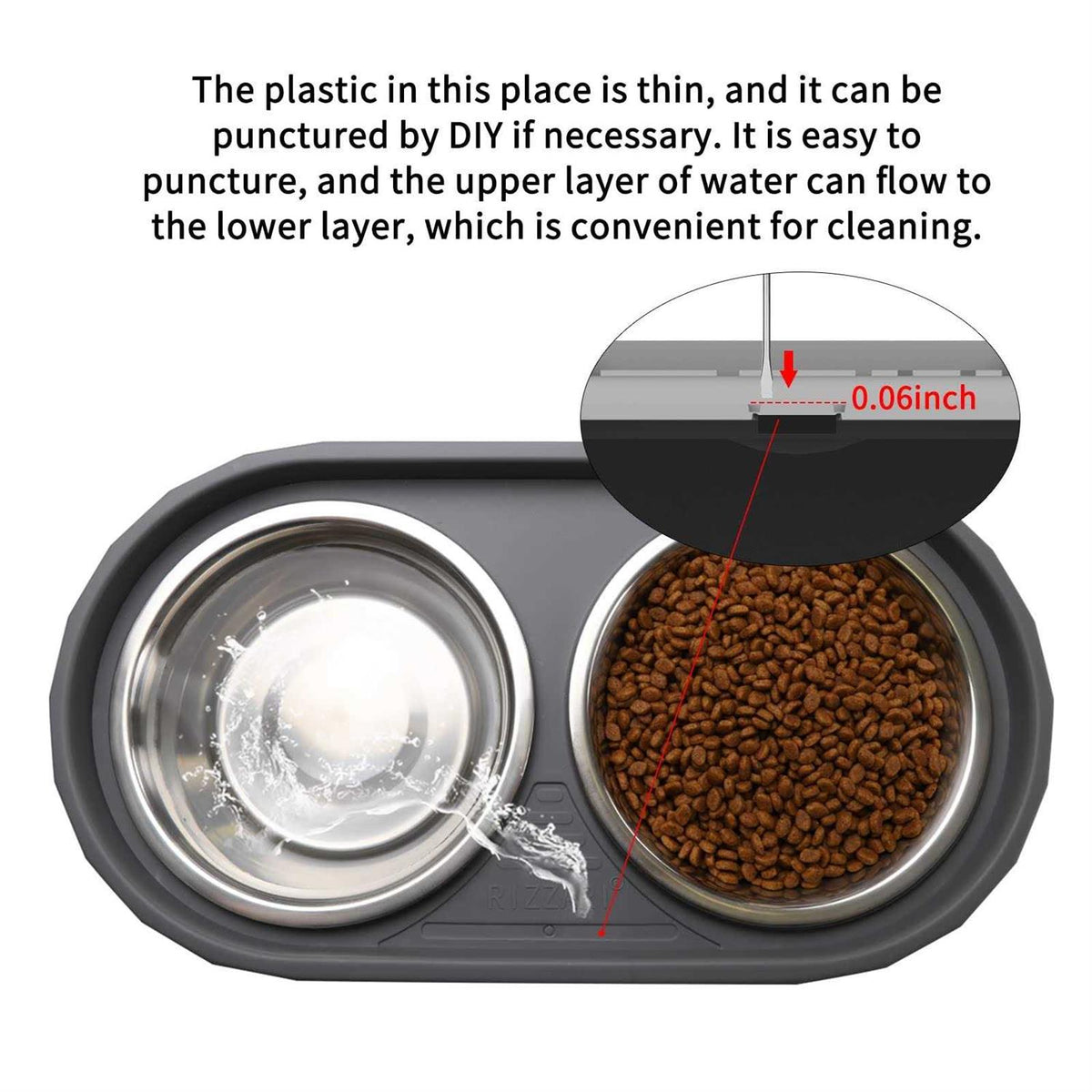 Raised Stainless Steel Dog Bowls Adjustable Double Bowl with Stand S567842