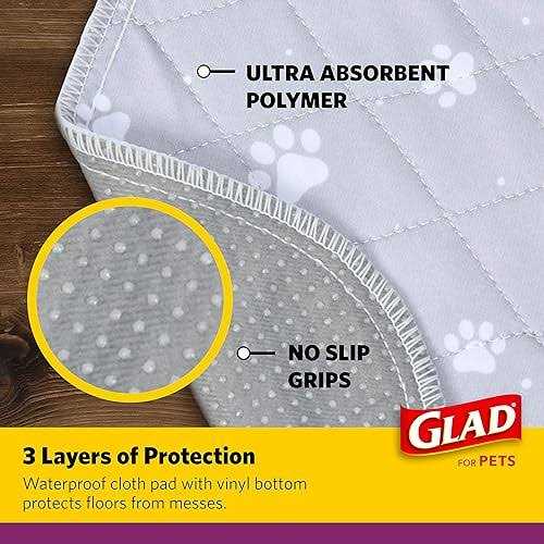 Washable Training Pads Size 2 Pack Gray with Paw Prints N73657