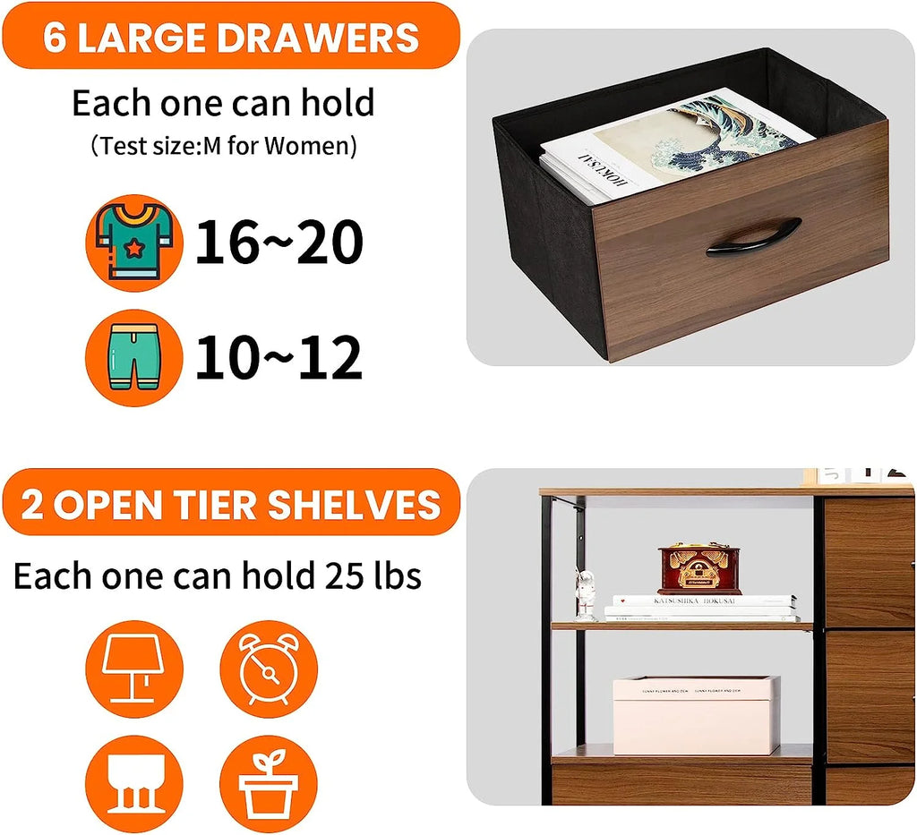 Fabric Dresser with 4 Drawers and 2 Side Shelf W2727