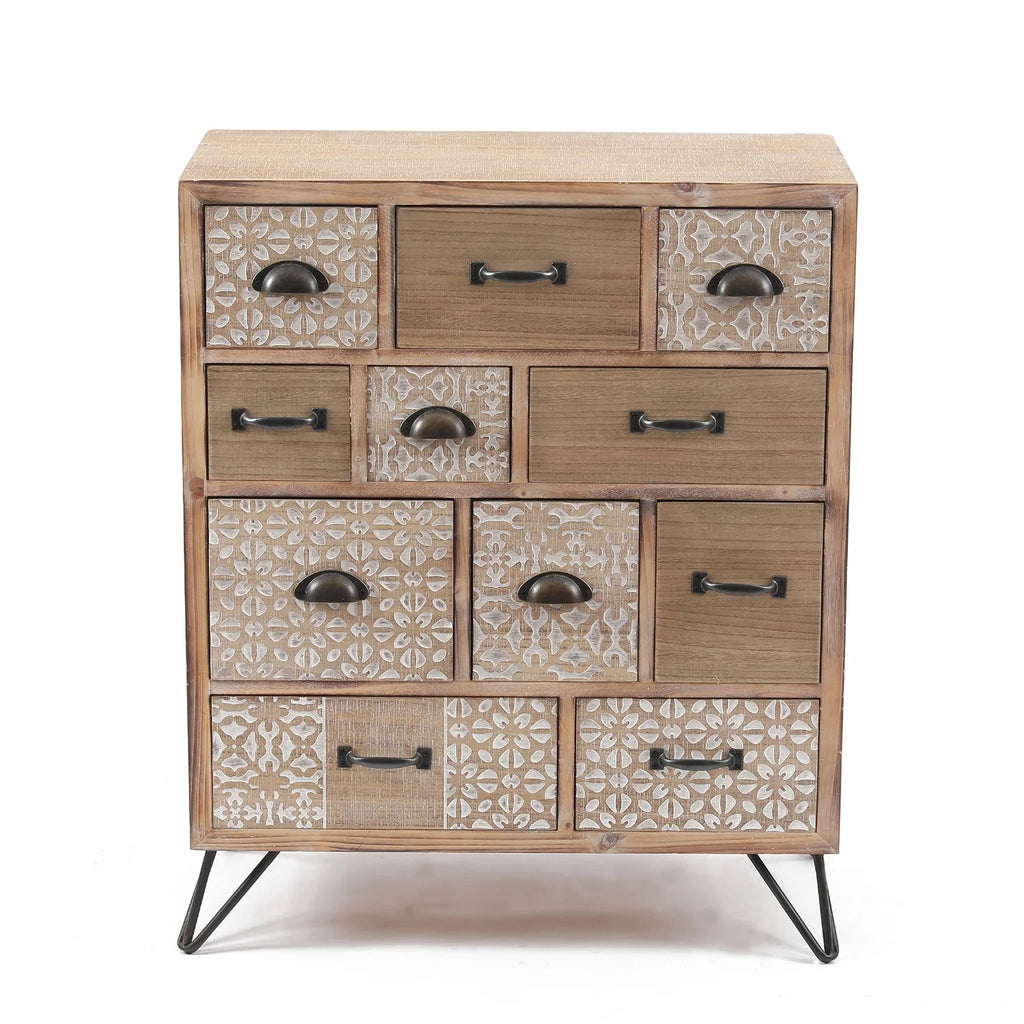 Natural Wood 11-Drawer Apothecary Chest Q376