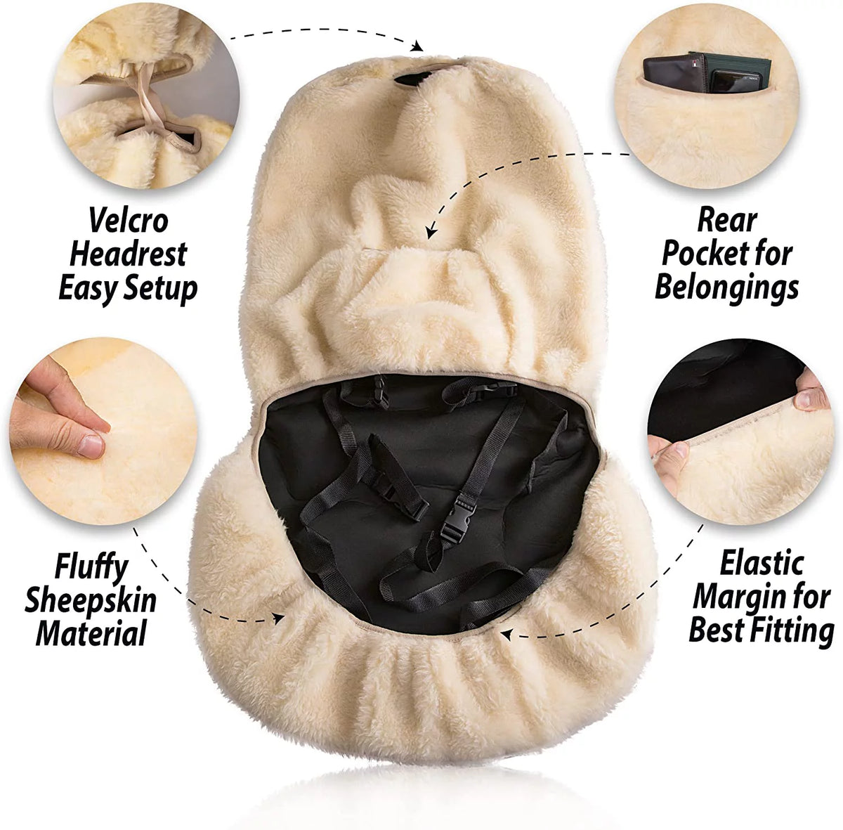 Ivory Sheepskin Car Seat Cover V451690