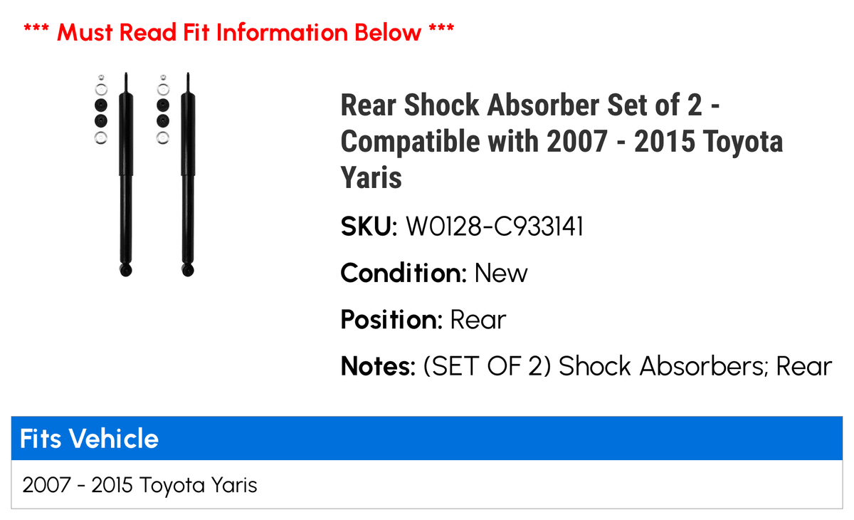 Rear Shock Absorber Set of 2 C5750