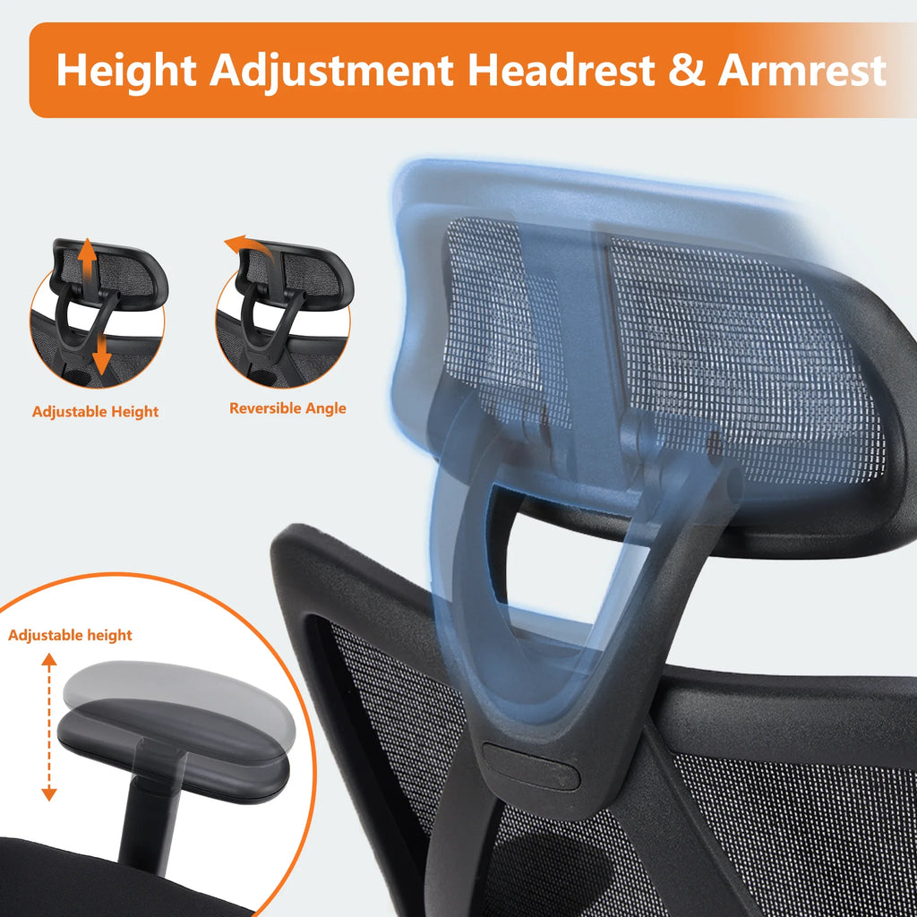 High Back Ergonomic Mesh Office Chair with Headrest Y2702