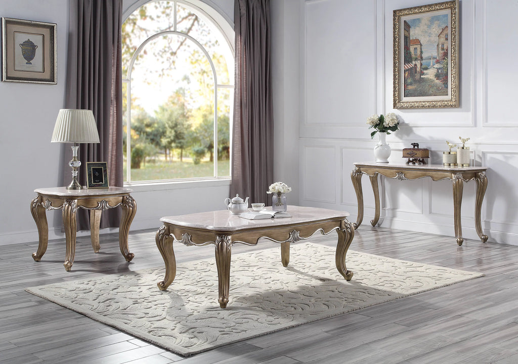 Sofa Table, Marble Top & Antique Bronze Finish S1770